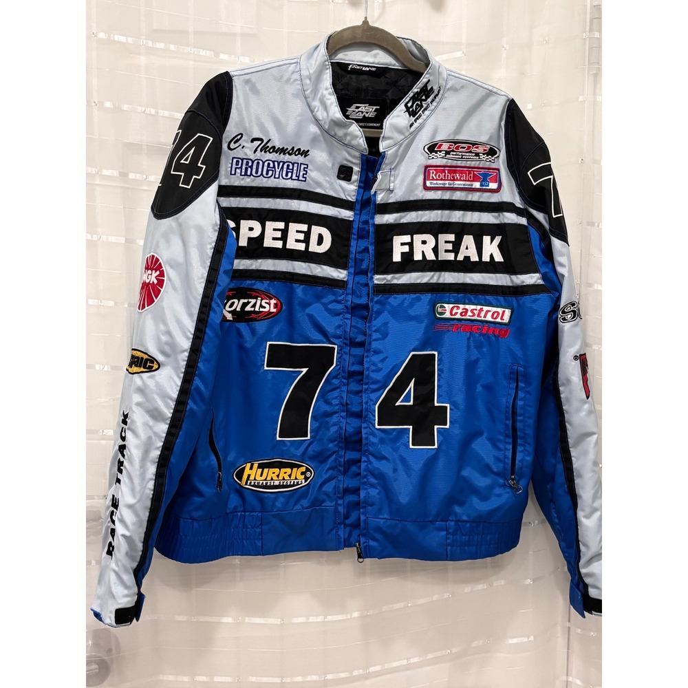 Fast Lane High Speed Street Equipment Racing Jacket Blue Black Moto XL